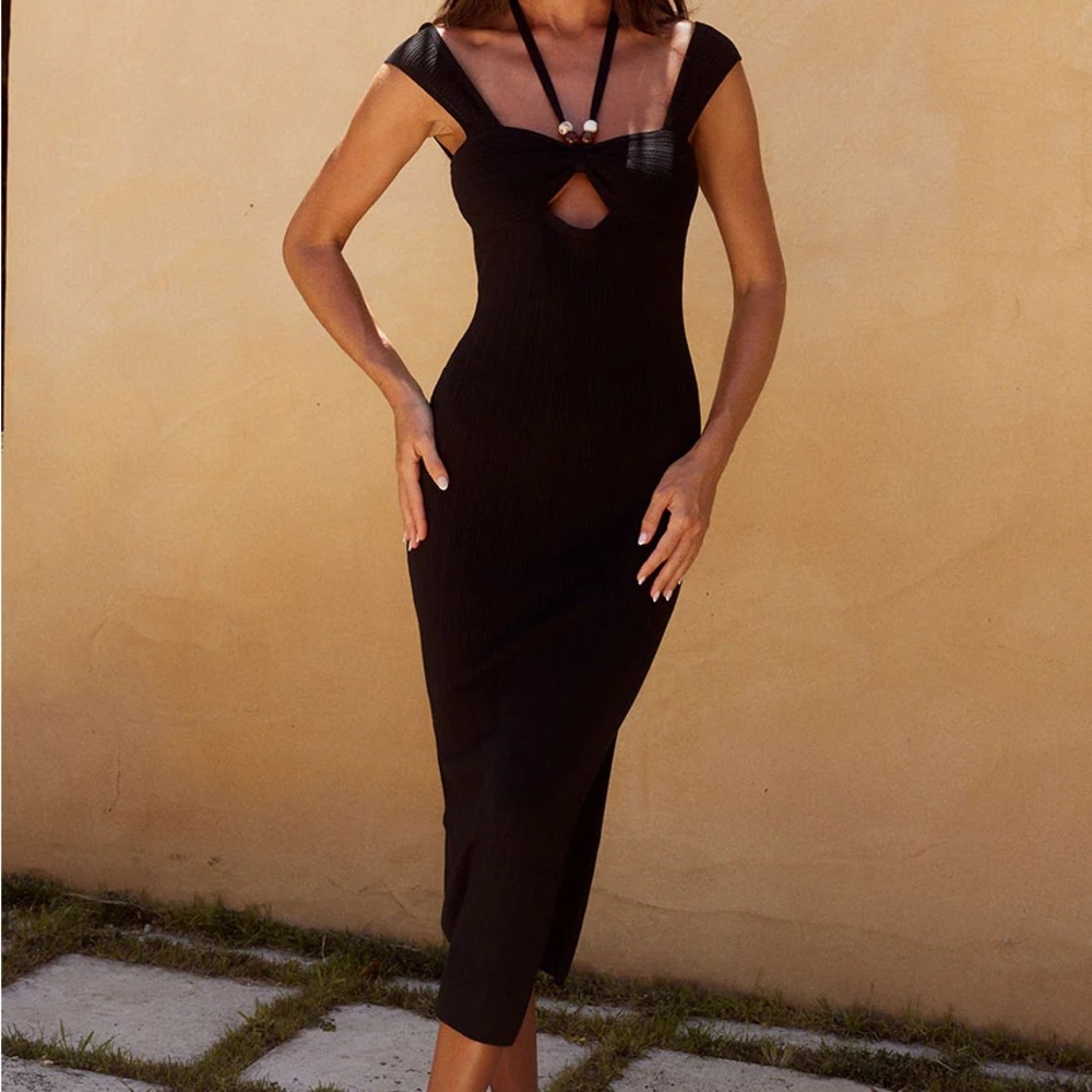 NWT Runaway the Label Saskia knit midi dress black